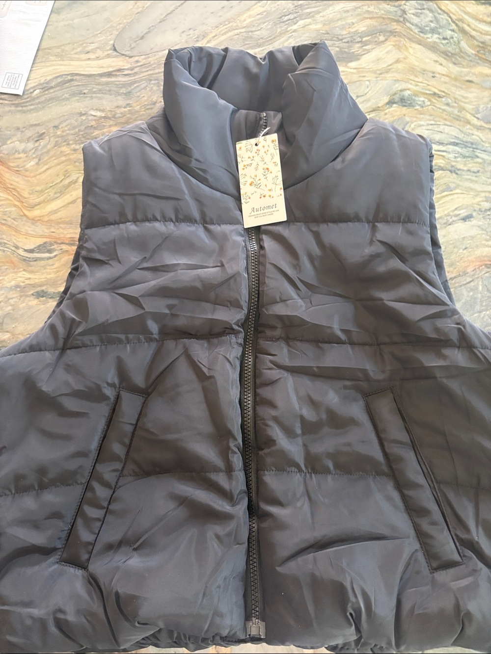Autonet Quilted Puffer Vest - Black